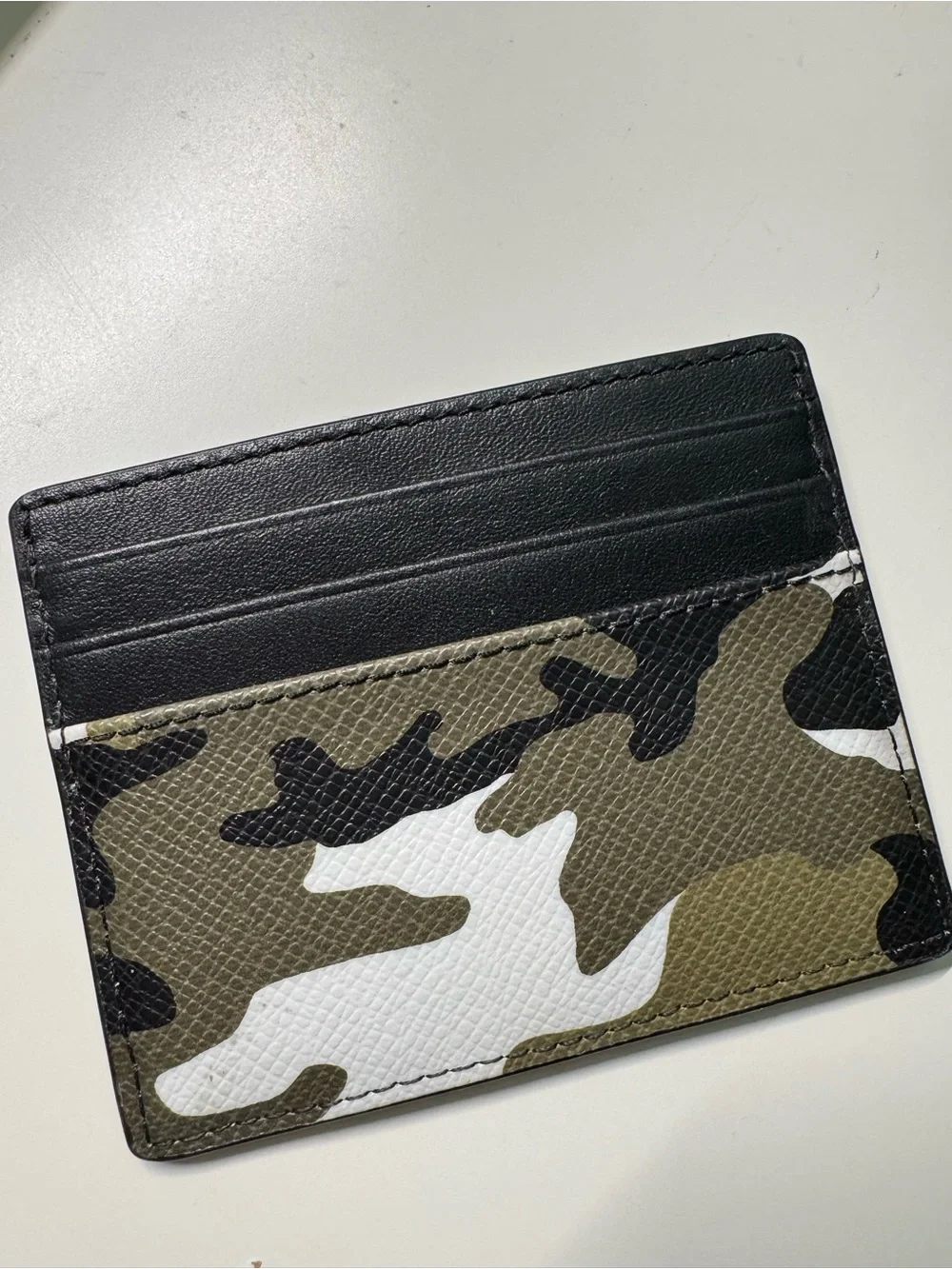 Michael Kors Black & Green Camo Leather Card Holder